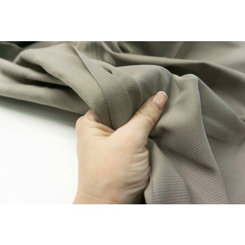 Костюмный хлопок сизый в рубчик с фланелевой изнанкой