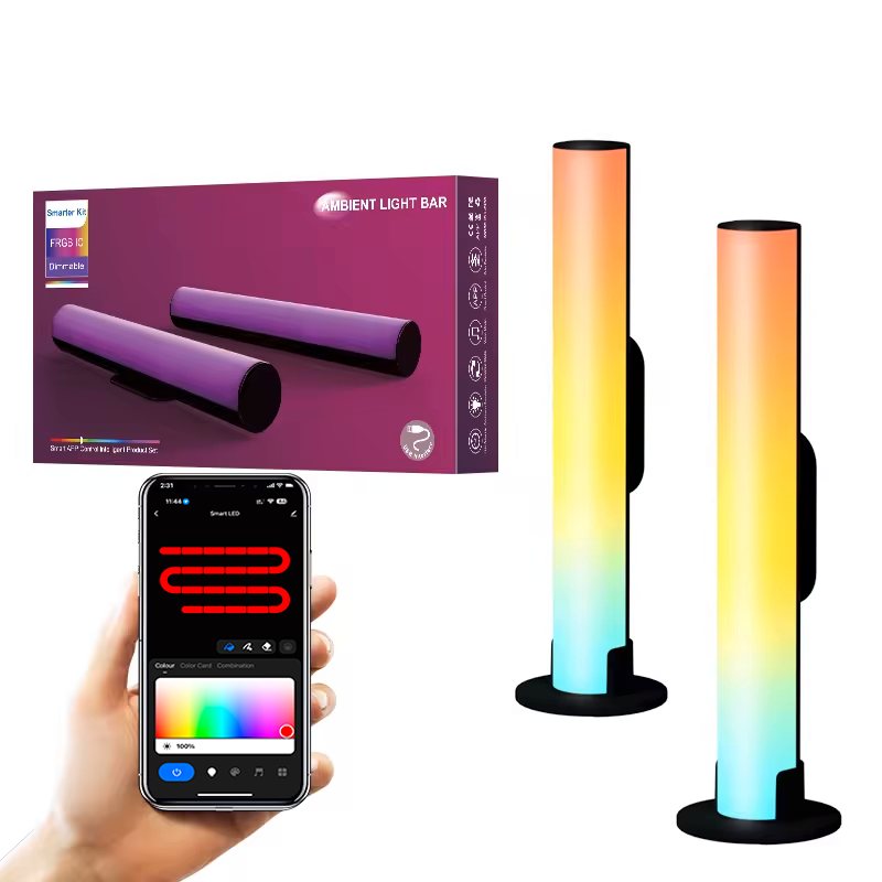 Светильник светодиодный RGB светодиодные лампы LED 2 штуки Smart kit AMBIENT LIGHT BAR неоновые лампы пульт в комплекте светомузыка Pricemin