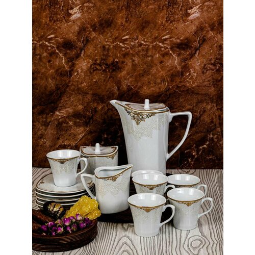 Сервиз PARDIS CHINI Genesis, фарфор, белый, золотой, 15 предм, 6 перс