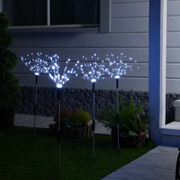 Садовый светильник на солнечной батарее "Одуванчики" 4 шт, 78 см, 320 LED, свечение белое