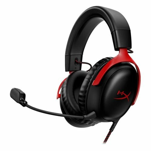 Гарнитура игровая HYPERX Cloud III, для компьютера и игровых консолей, мониторные, проводные, черный / красный [727a9aa]