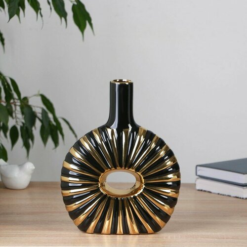 Ваза керамика настольная Кейдн полосы 245 см чёрный 2454₽