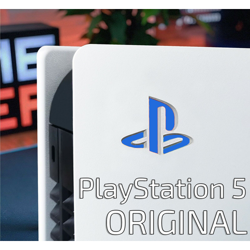 Наклейка логотип на игровую консоль Sony PlayStation 5 (Синяя) (2 шт.)
