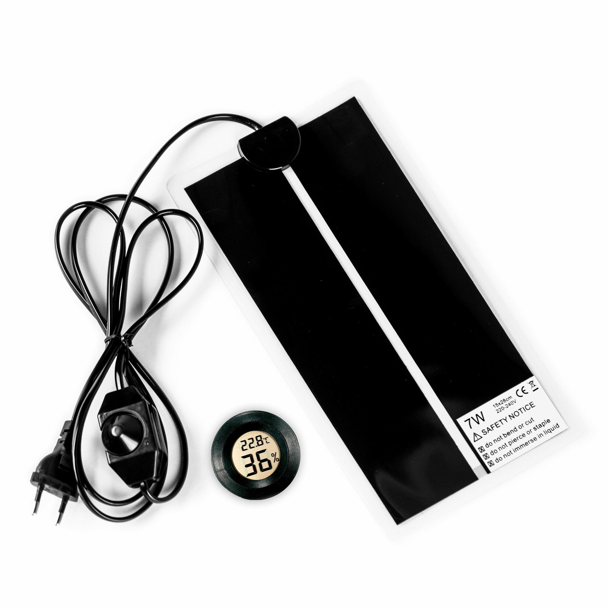 фото Коврик греющий + термогигрометр для террариума, термоковрик, 7 Вт, 15х28 см, PetPetZone