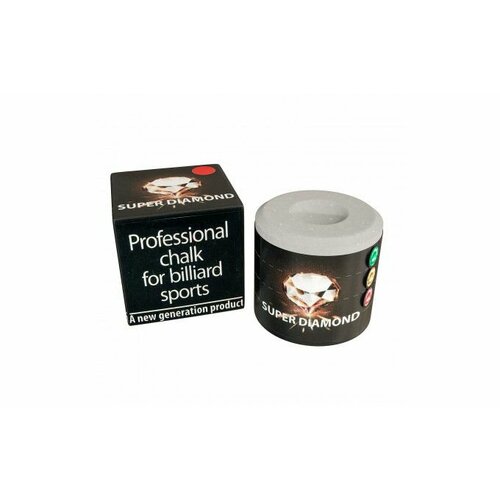 Мел для бильярда Super Diamond Grey, серый, круглый, 1 шт.