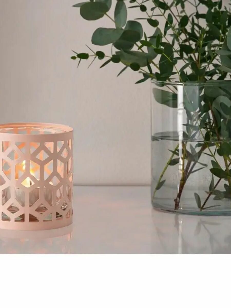 Подсвечник для греющей свечи IKEA ASKLONN асклённ 7 см роз