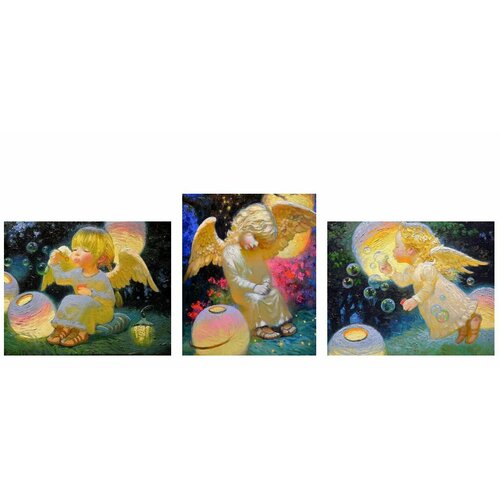 Картина по номерам на холсте с подрамником 40х50см триптих ангел GX 23200-3