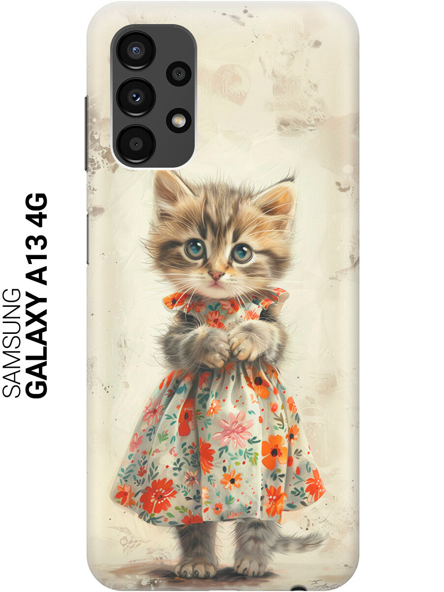 Силиконовый чехол на Samsung Galaxy A13 4G / Самсунг А13 4Г с рисунком "Кошечка в цветочном платье"