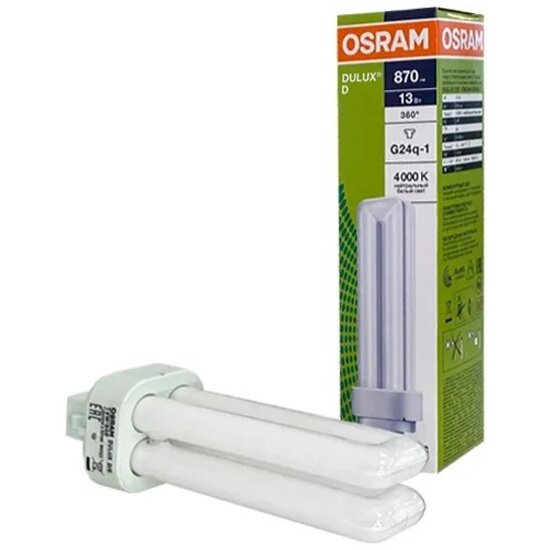 Лампа люминесцентная Ledvance-osram DULUX D 13W/21-840 G24d-1 (холодный белый 4000К) - лампа OSRAM
