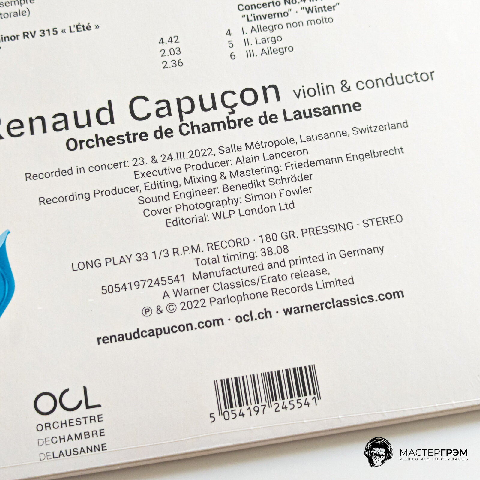 Виниловая Пластинка Capucon, Renaud / Orchestre De Chambre De Lausanne, Vivaldi: The Four Seasons (5054197245541) Warner Music Classic - фото №10