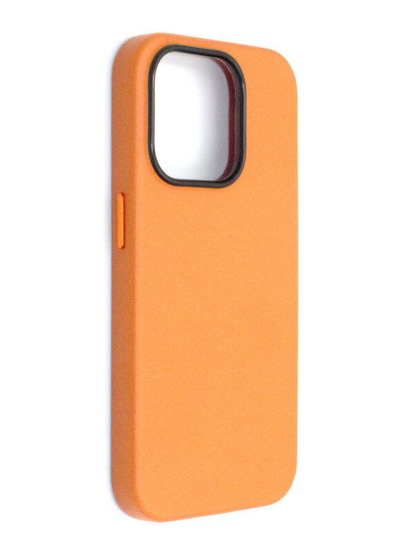 Чехол с MagSafe на iPhone 15 Pro Кожаный (New line)-Оранжевый