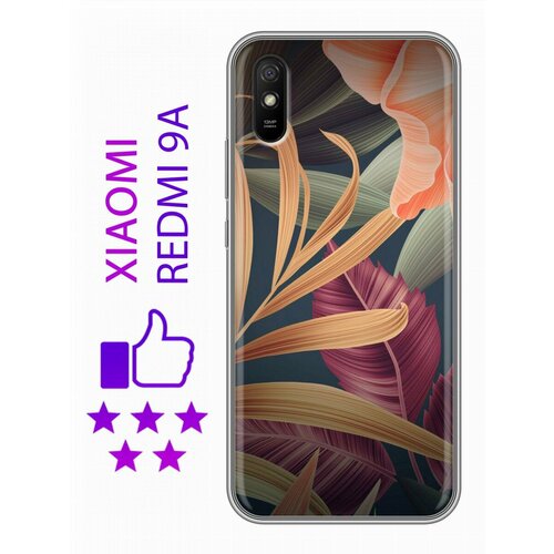 Дизайнерский силиконовый чехол для Редми 9А / Xiaomi RedMi 9A Тропические листья дизайнерский силиконовый чехол для xiaomi redmi note 10 10s тропические листья