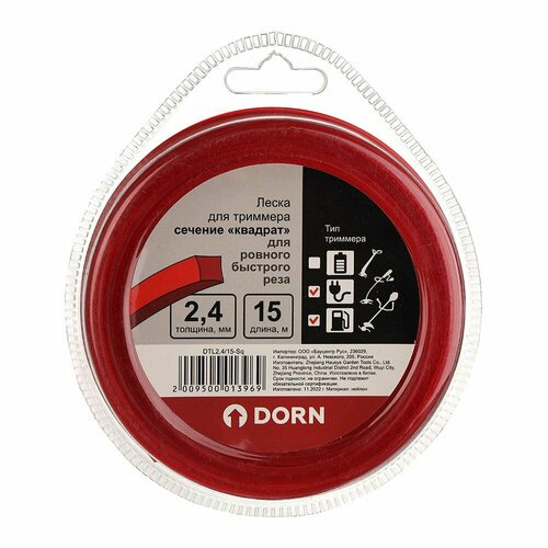 Леска для триммера 24 мм 15 м квадрат 849₽