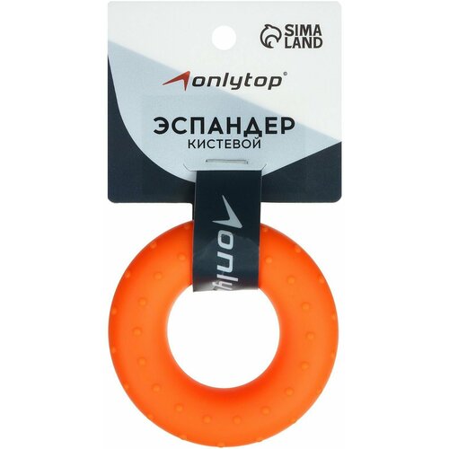 Эспандер кистевой массажный ручной круглый тренажер резиновое кольцо для рук бублик 7 см нагрузка 35 кг цвет оранжевый 423₽