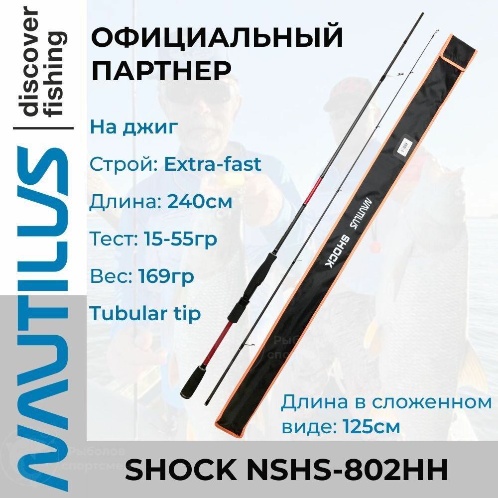 Спиннинг Nautilus Shock NSHS-802HH 240см 15-55гр