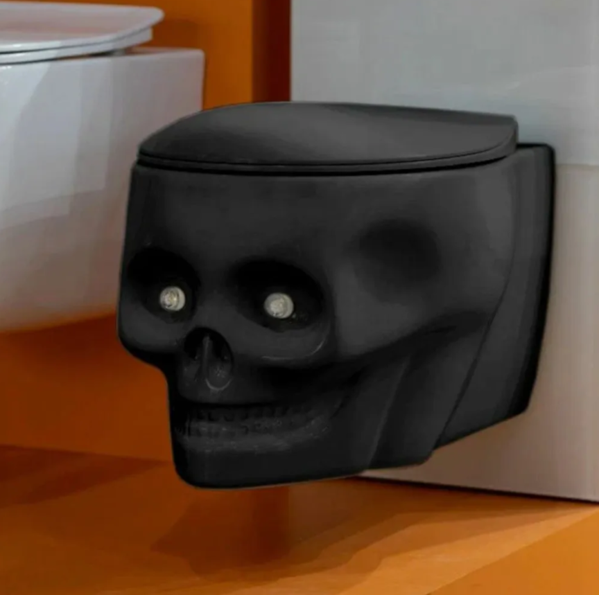 Унитаз подвесной безободковый в форме черепа Zandini Cranio (крышка дюропласт микролифт) Z19-44MB