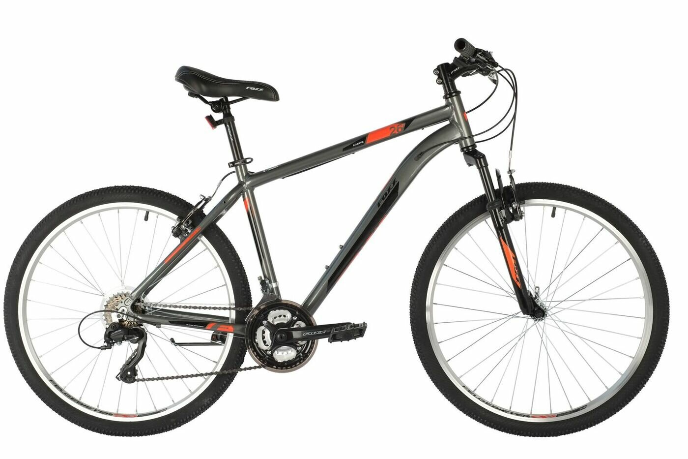 Велосипед FOXX 26" ATLANTIC серый, алюминий, размер 14"