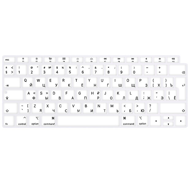 Белая силиконовая накладка на клавиатуру для Macbook Air 13 2018 – 2019 (Rus/Eu)