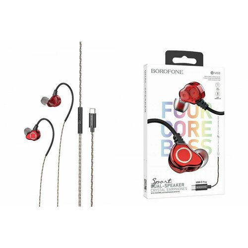 Проводные наушники Type-C Borofone BM88 красные 910₽