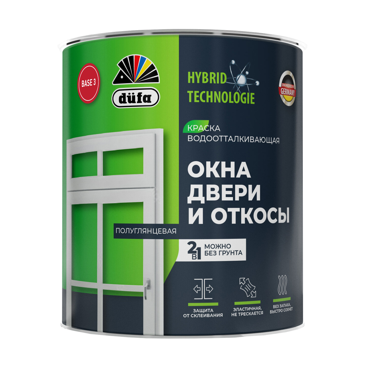 Краска Dufa для окон дверей откосов алкидно-акриловая полуглянцевая 065 л