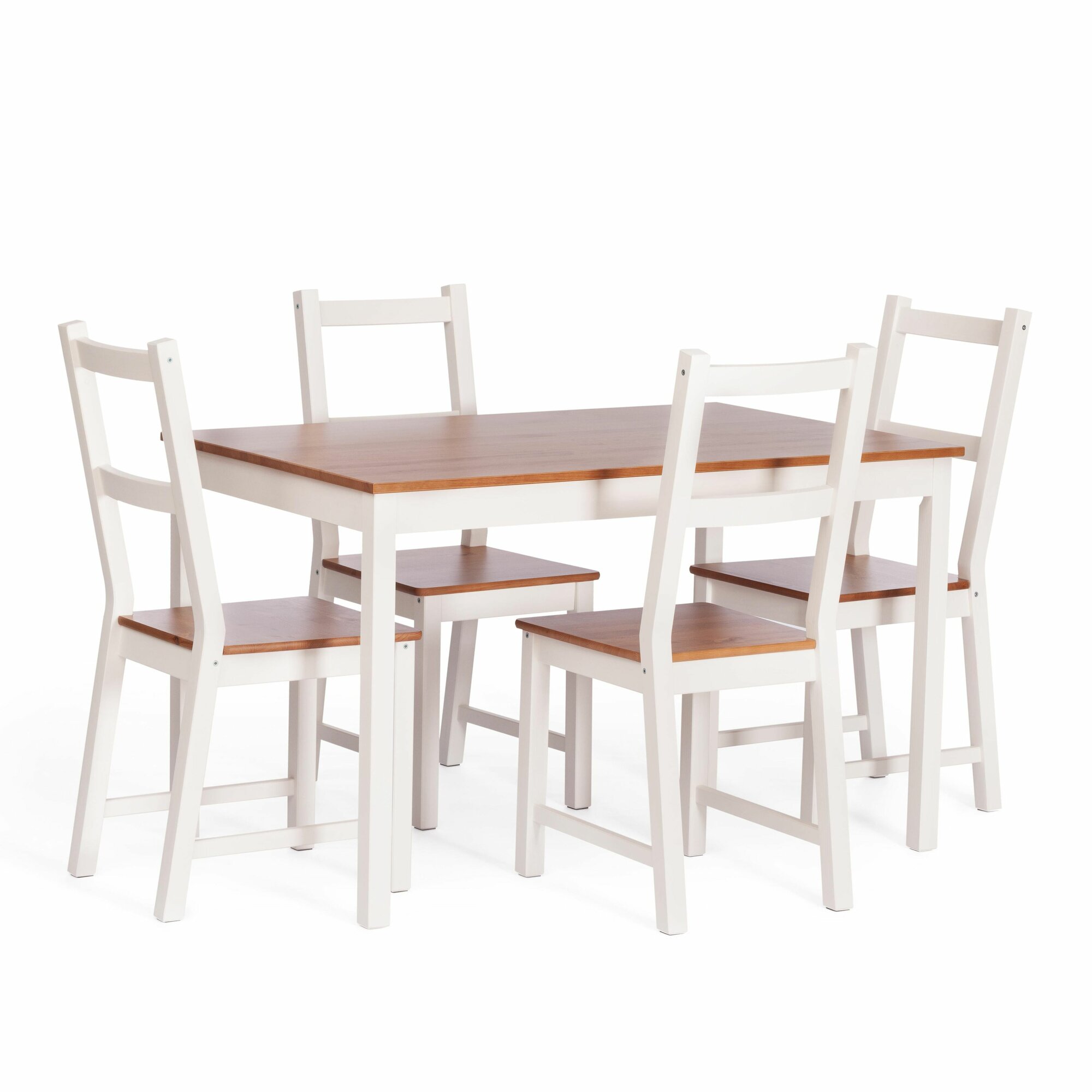 Обеденный комплект Tetchair Соната (стол + 4 стула) / Sonata dining set массив сосны, стол: 120х75х73см стул :41х50х95см, антик/белый