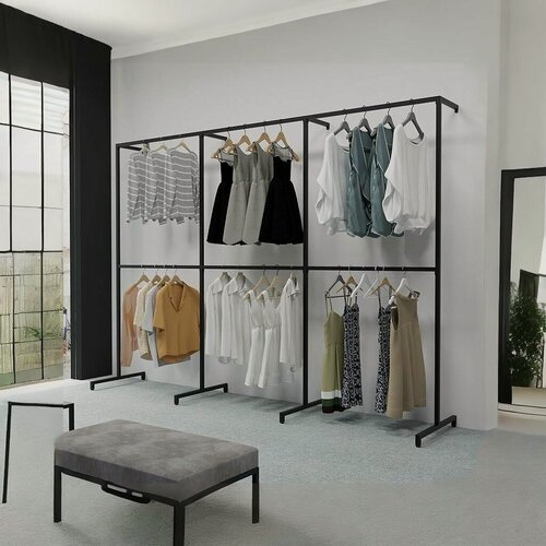 Изображение товара Вешалка напольная для одежды металлическая стиль лофт цвет черный