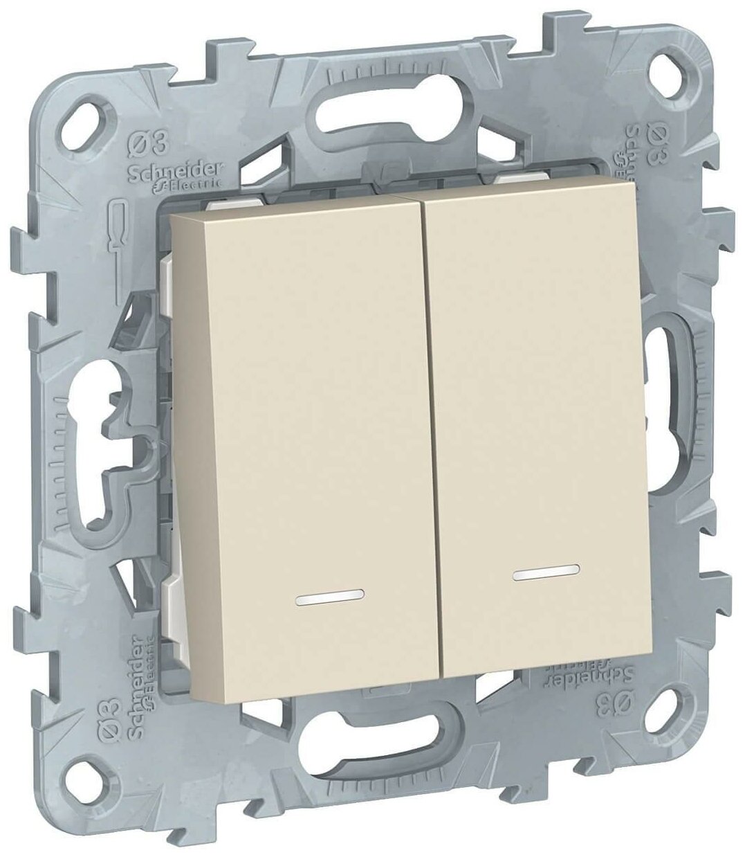 Переключатель двухклавишный с подсветкой Schneider Electric Unica New NU521344N