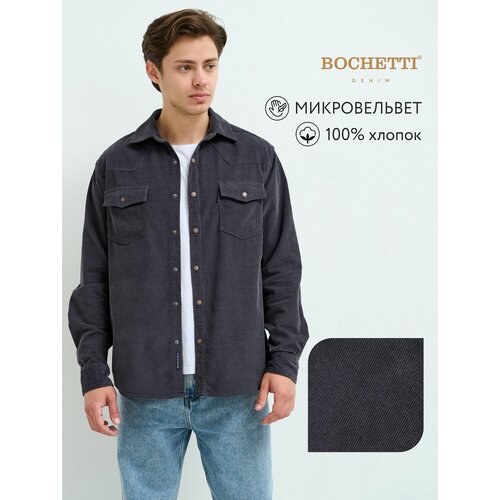фото Рубашка bochetti, размер 48, темно-серый