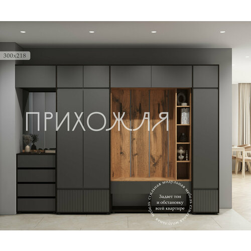 Прихожая BOSA К5 ВенгеДуб вотанГрафит софт МДФ 88791₽