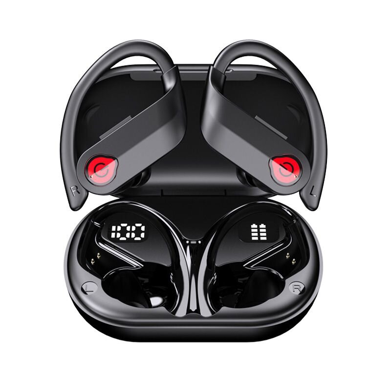 48H Беспроводные наушники Bluetooth 5.3 Наушники с крючками для ушей Спортивные наушники со светодиодным зарядным чехлом Заушные крючки Микрофонная гарнитура