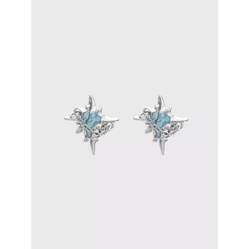 фото Серьги пусеты, эмаль, серебристый be self true jewel