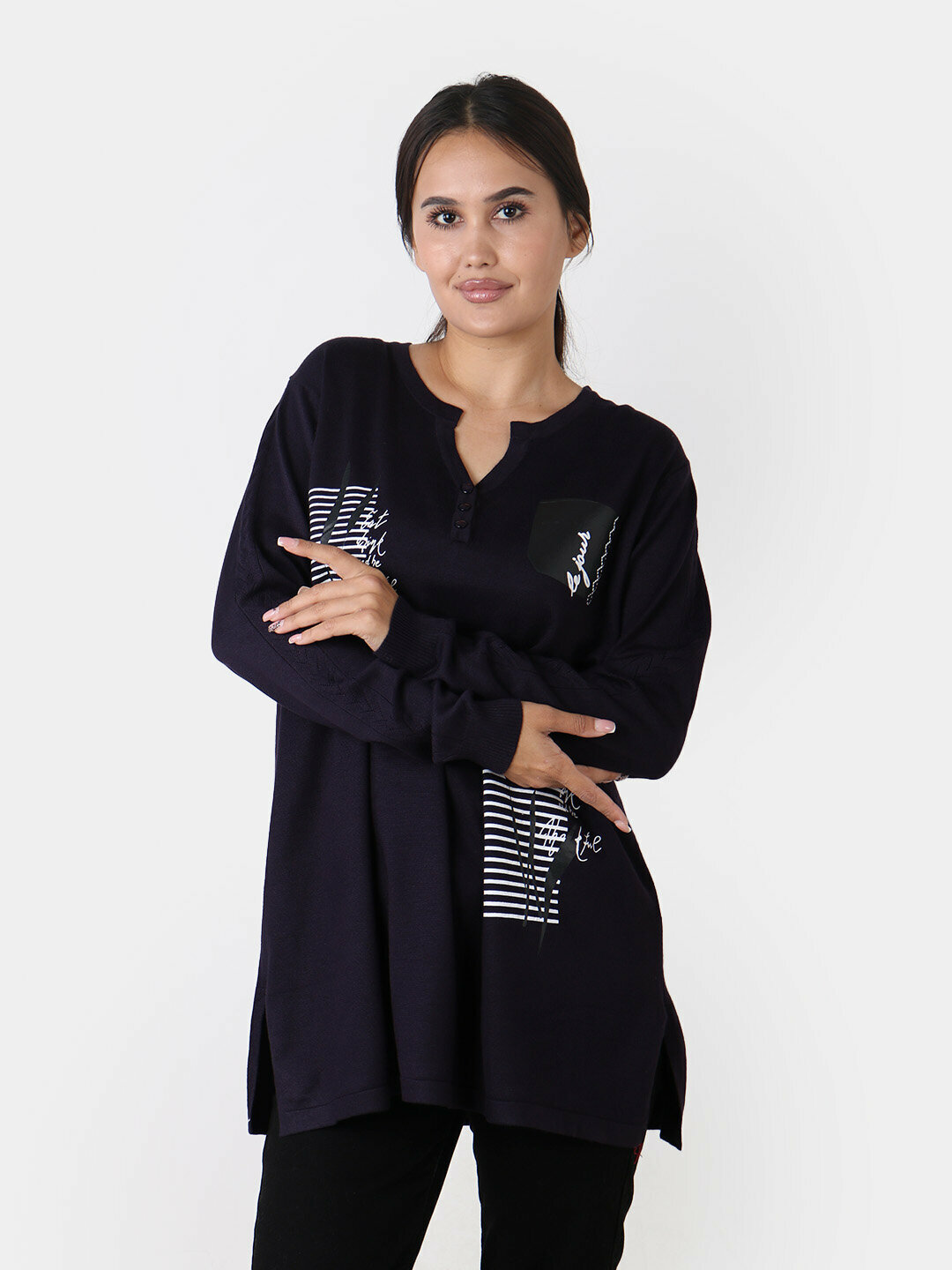 Туника , размер 58, фиолетовый — фото 1