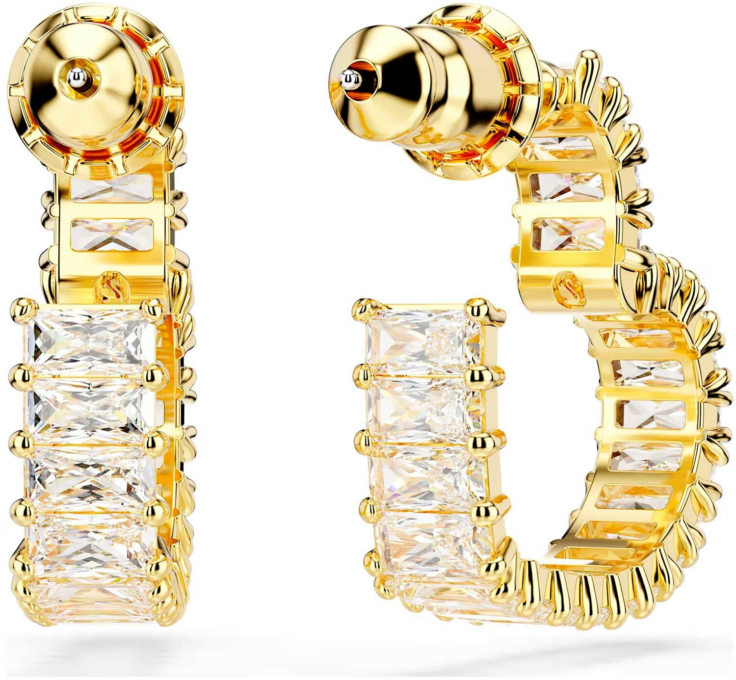 Серьги SWAROVSKI, искусственный камень, золотой, белый — фото 1