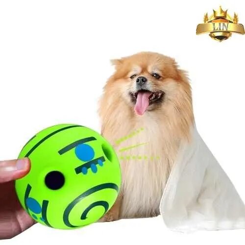 Звуковая игрушка для собак Wobble Wag Giggle Ball зеленая, мяч с лакомством