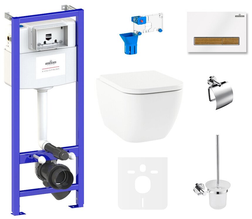 Комплект 9 в 1 Lavinia Boho One Compacto 75110312, унитаз, сиденье микролифт, инсталляция, клавиша смыва, набор аксессуаров