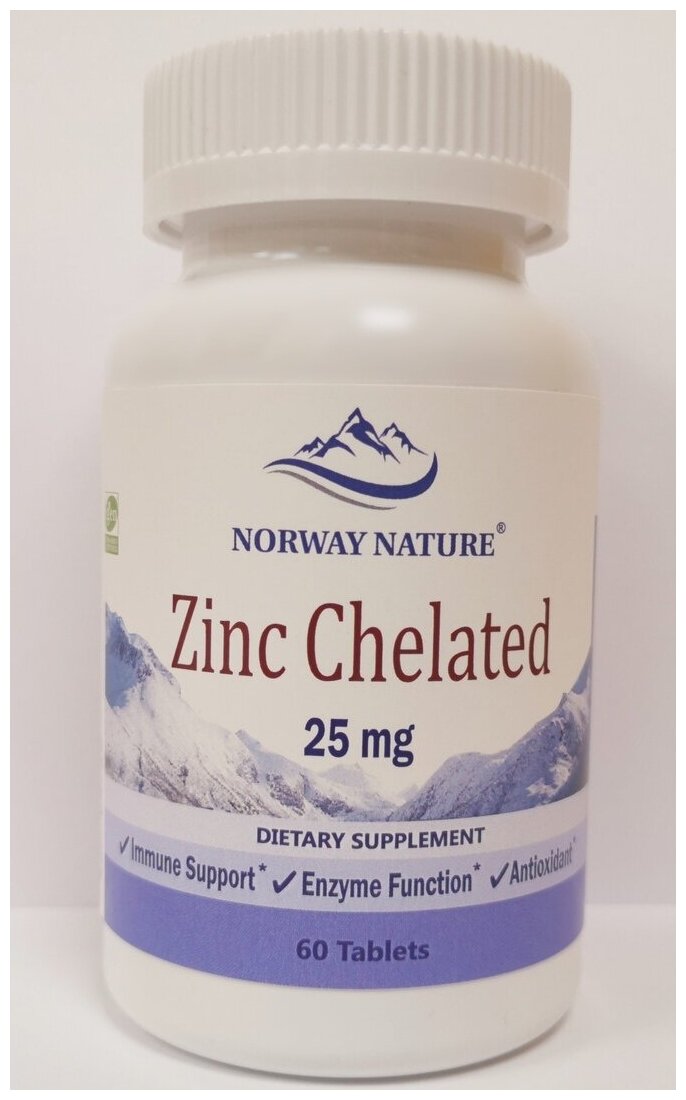 Цинк Norway Nature Zinc Chelated 25 mg 60 таблеток 60 таблеток