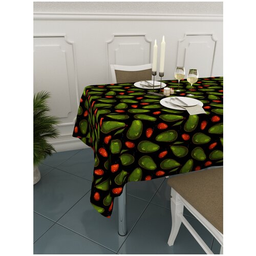 Скатерть Homepick с принтом AvokadoBlack/1711/, габардин, 145х180 см