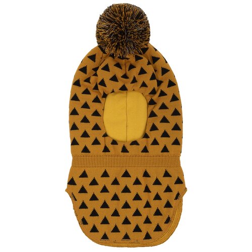 фото Шапка-шлем oldos зимняя, шерсть, подкладка, помпон, вязаная, размер 48-50, бежевый, коричневый