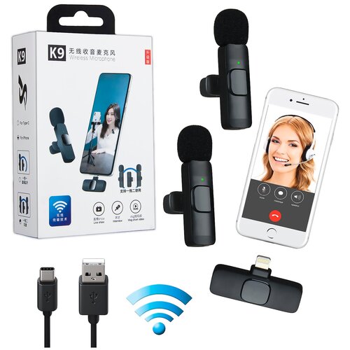 Петличный Беспроводной Микрофон двойной для iPhone - Микрофон Петличка для айфона 2в1 159000₽