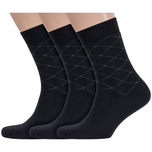 Носки RuSocks, 3 пары, размер 27-29 (42-45), черный носки rusocks фри серый 42 45 размер