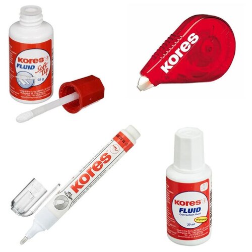 фото Набор офисный 3 kores корректирующая жидкость 2шт, лента, корректир. ручка