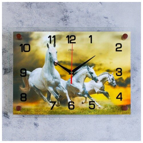 фото Часы настенные, серия: животный мир, "кони", 25х35 см, микс mikimarket