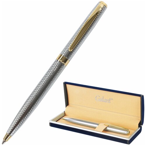 Ручка подарочная шариковая GALANT «Marburg», корпус серебристый с гравировкой, золотистые детали, пишущий узел 0,7 мм, синяя, 141015
