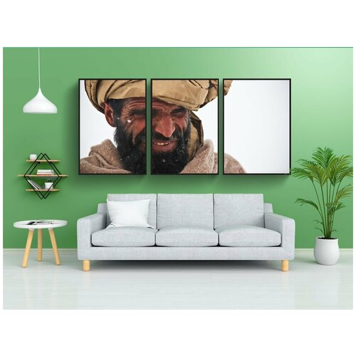 фото Набор модулных постеров для интерьера "афгани, человек, портрет" 60x90 см. в тубусе, без рамки lotsprints