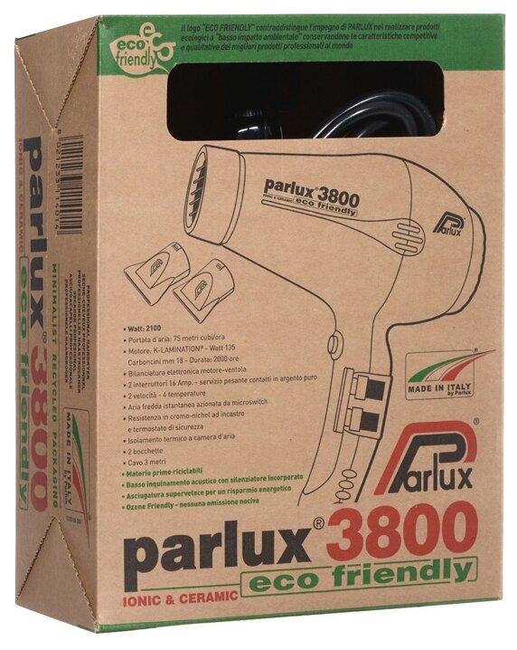 0901-3800 green Фен Parlux 3800 зеленый - фотография № 3