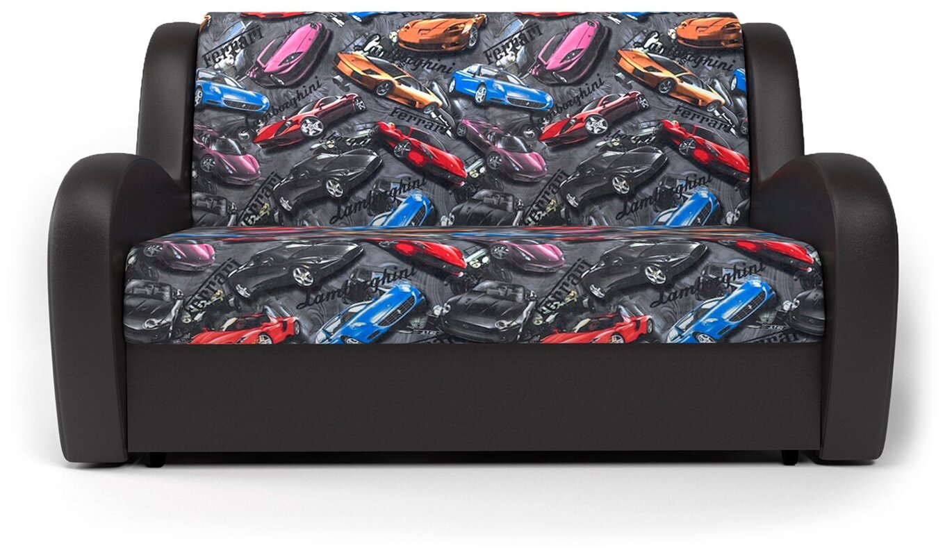 Диван-кровать аккордеон Барон, 120х194 см, машинки и экокожа шоколад