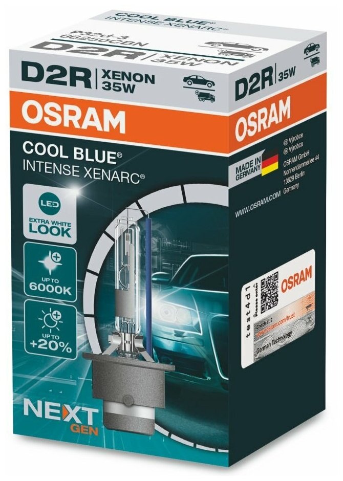 Лампа автомобильная OSRAM XENARC® COOL BLUE® INTENSE D2R 6200K 1 шт