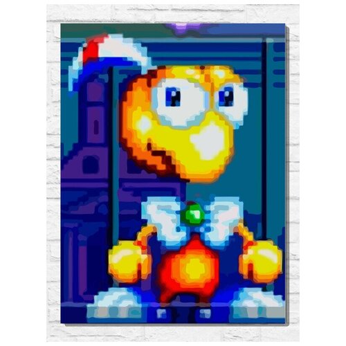 Картина по номерам на холсте игра Dynamite Headdy (Sega, Сега, 16 bit, 16 бит, ретро приставка) - 9959 В 30x40