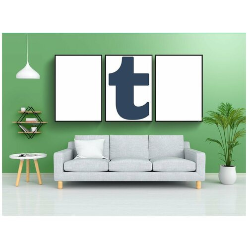 фото Набор модулных постеров для интерьера "тамблер, значок tumblr, логотип тамблера" 60x90 см. в тубусе, без рамки lotsprints