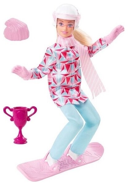 Кукла Barbie Winter Sport Сноубордистка, 30 см, HCN32 розовый
